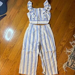 Striped Blue and White Jumpsuit
